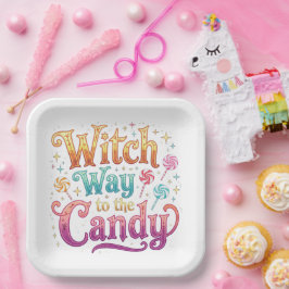 Hexe bis zur Süßigkeit Pappteller