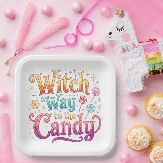Hexe bis zur Süßigkeit Pappteller (Party)