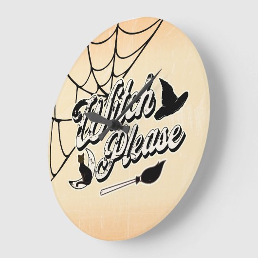 Hexe bitte | Funny Halloween Zitat Große Wanduhr (Winkel)