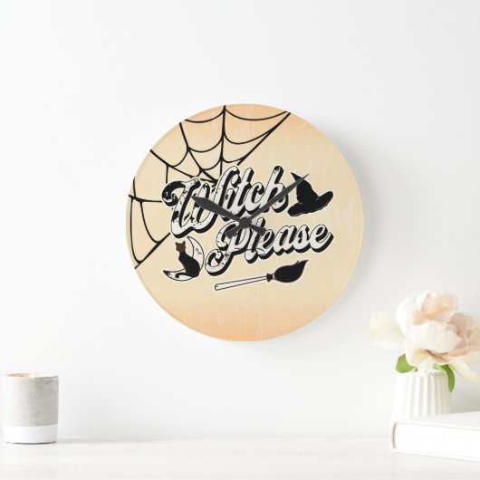 Hexe bitte | Funny Halloween Zitat Große Wanduhr (Zuhause)