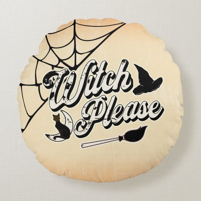 Hexe bitte | Funny Halloween Zitat Rundes Kissen (Vorderseite)