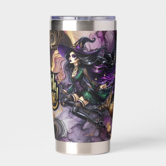 Hexe bitte! Gothic Pagan Hexe Halloween Fantasy Thermobecher (Rückseite)