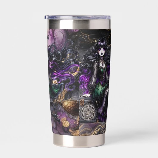 Hexe bitte! Gothic Pagan Hexe Halloween Fantasy Thermobecher (Rechts)