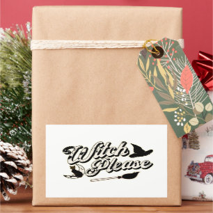 Hexe bitte   Halloween Rechteckiger Aufkleber