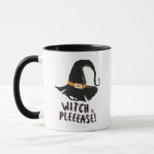 Hexe Bitte Hexen hat schwarz und weiß Halloween Tasse (Links)