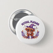 Hexe bitte Highland Cow Halloween Button (Vorne & Hinten)
