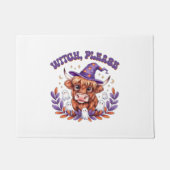 Hexe bitte Highland Cow Halloween Fußmatte (Vorderseite)