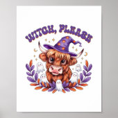 Hexe bitte Highland Cow Halloween Poster (Vorne)