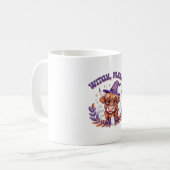Hexe bitte Highland-Kuh Halloween Kaffeetasse (Vorderseite Links)