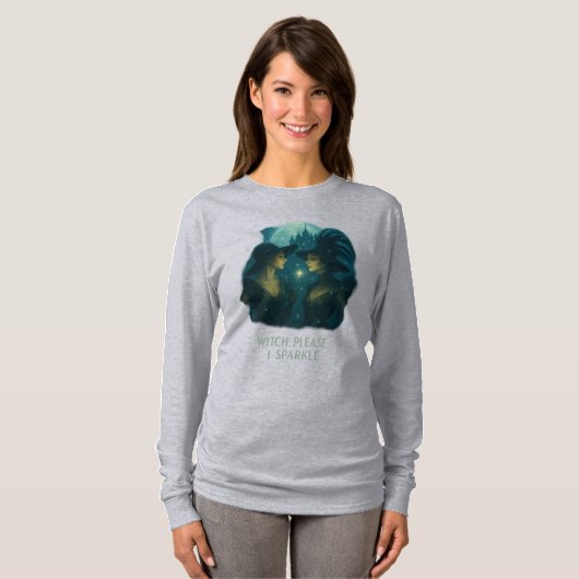 Hexe bitte, ich sparkle (grau) lehnen T-Shirt (Vorne ganz)