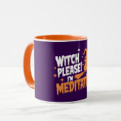 Hexe bitte, ich vermitteln Halloween Tasse (Vorderseite Links)