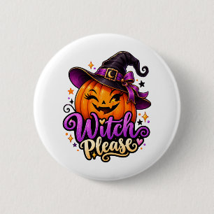 Hexe Bitte Kürbis Halloween Knopf Button