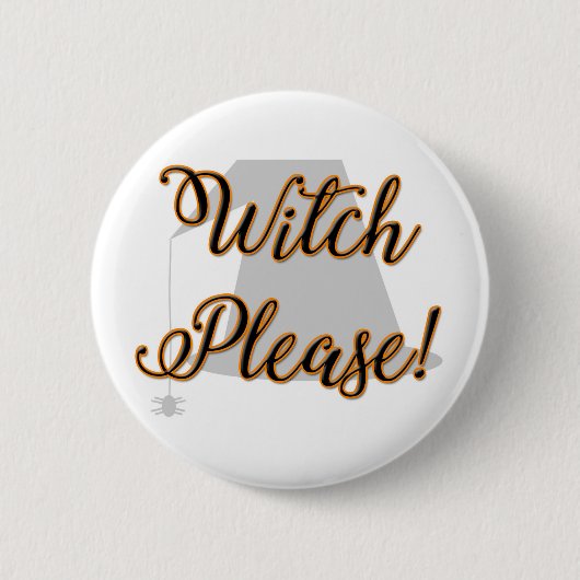 Hexe bitte lustig halloween mit Hut Button (Vorderseite)