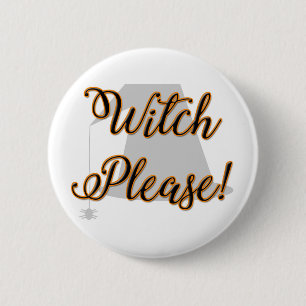 Hexe bitte lustig halloween mit Hut Button