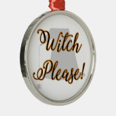 Hexe bitte lustig halloween mit Hut Silbernes Ornament (Rechts)