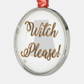 Hexe bitte lustig halloween mit Hut Silbernes Ornament (Links)