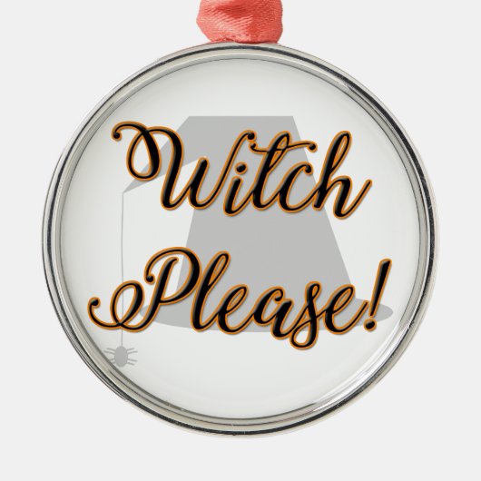 Hexe bitte lustig halloween mit Hut Silbernes Ornament (Vorne)