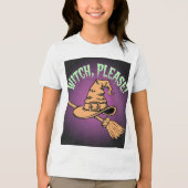 Hexe, bitte! Niedliche und leichte Halloween Kids Tri-Blend Shirt (Vorderseite)