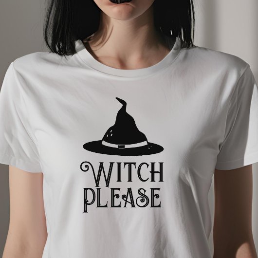 Hexe Bitte schwarz-weiße Frauen Halloween T-Shirt