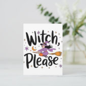 Hexe, bitte - Spaß und nüchternes Halloween-Design Postkarte (Stehend Vorderseite)