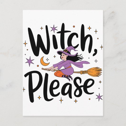 Hexe, bitte - Spaß und nüchternes Halloween-Design Postkarte (Vorderseite)