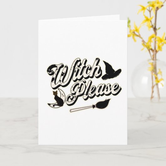 Hexe bitte, Vintag Halloween Funny Karte (Gelbe Blume)