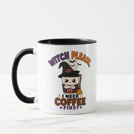 Hexe, bitte zuerst Kaffee Black Halloween Tasse (Links)