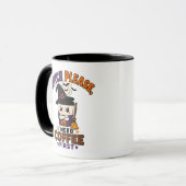 Hexe, bitte zuerst Kaffee Black Halloween Tasse (Vorderseite Links)