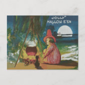 Hexe Black Cat Cauldron Postkarte (Vorderseite)