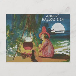 Hexe Black Cat Cauldron Postkarte
