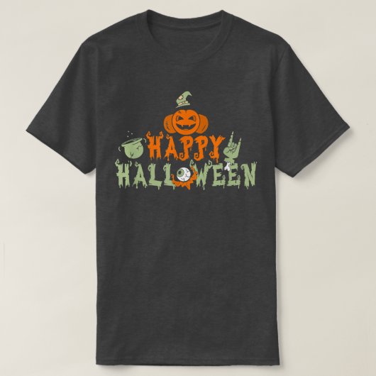 Hexe Brew Pumpkin Rocking Zombie Hand Eye Happy H T-Shirt (Design vorne)