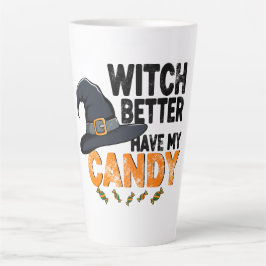 Hexe, bring besser meine Halloween-Süßigkeiten mit Milchtasse