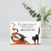 Hexe Broom Black Cat Postkarte (Stehend Vorderseite)