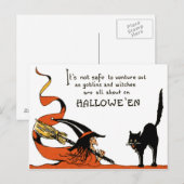 Hexe Broom Black Cat Postkarte (Vorne/Hinten)