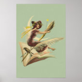 Hexe Broom Crescent Moon Book Raven Poster (Vorne)