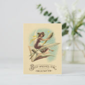 Hexe Broom Crescent Moon Book Raven Postkarte (Stehend Vorderseite)