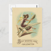 Hexe Broom Crescent Moon Book Raven Postkarte (Vorne/Hinten)