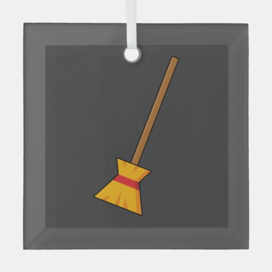Hexe Broom Ornament Aus Glas (Vorderseite)