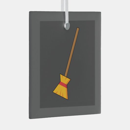 Hexe Broom Ornament Aus Glas (Vorderseite Rechts)