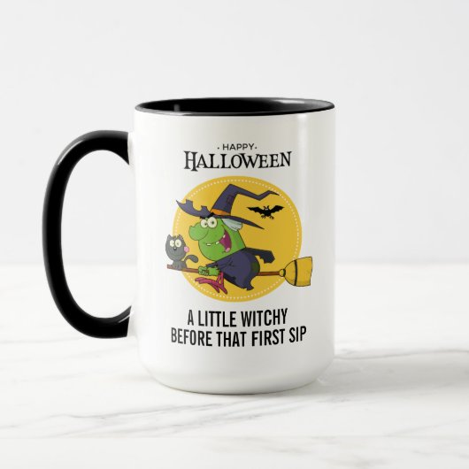 Hexe Broomstick Cat Halloween Tasse (Links)