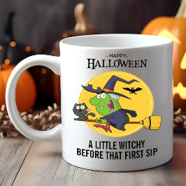 Hexe Broomstick Cat Halloween Tasse