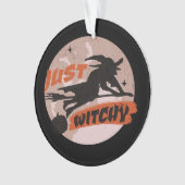 Hexe Broomstick Halloween Pumpkin Ornament (Vorderseite)