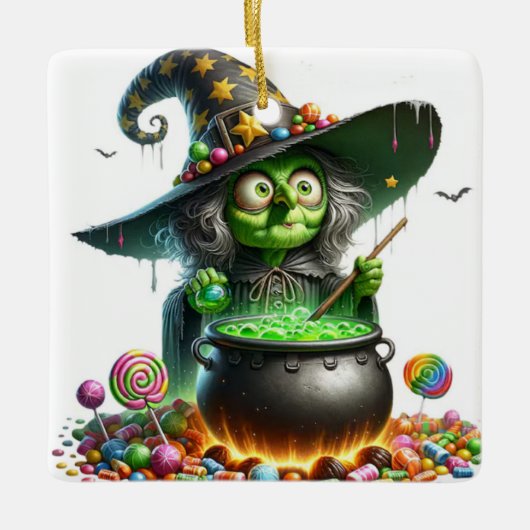 Hexe Candy Brew Keramikornament (Vorderseite)