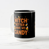 Hexe Candy T-Shirt Zweifarbige Tasse (Vorderseite Links)