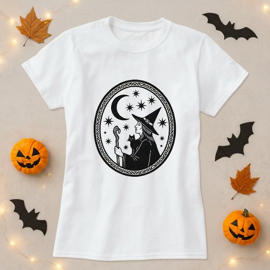 Hexe Cat Cauldron Geschenk Halloween T-Shirt