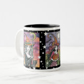 Hexe Cat Halloween Tasse von Molly Harrison (Vorderseite Links)