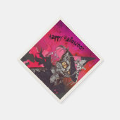 Hexe Cat Happy Halloween Serviette (Ecke)