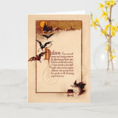 Hexe Cauldron Bat Full Moon Karte (Gelbe Blume)