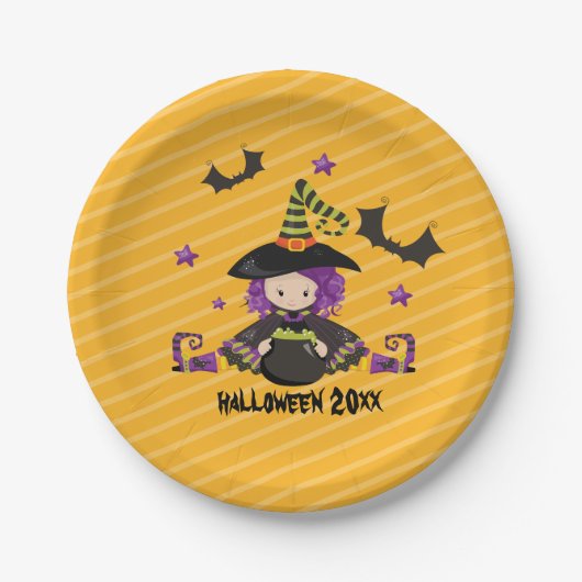 Hexe Cauldron Bats Halloween Kids Halloween-Party Pappteller (Vorderseite)