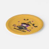 Hexe Cauldron Bats Halloween Kids Halloween-Party Pappteller (Schrägansicht)